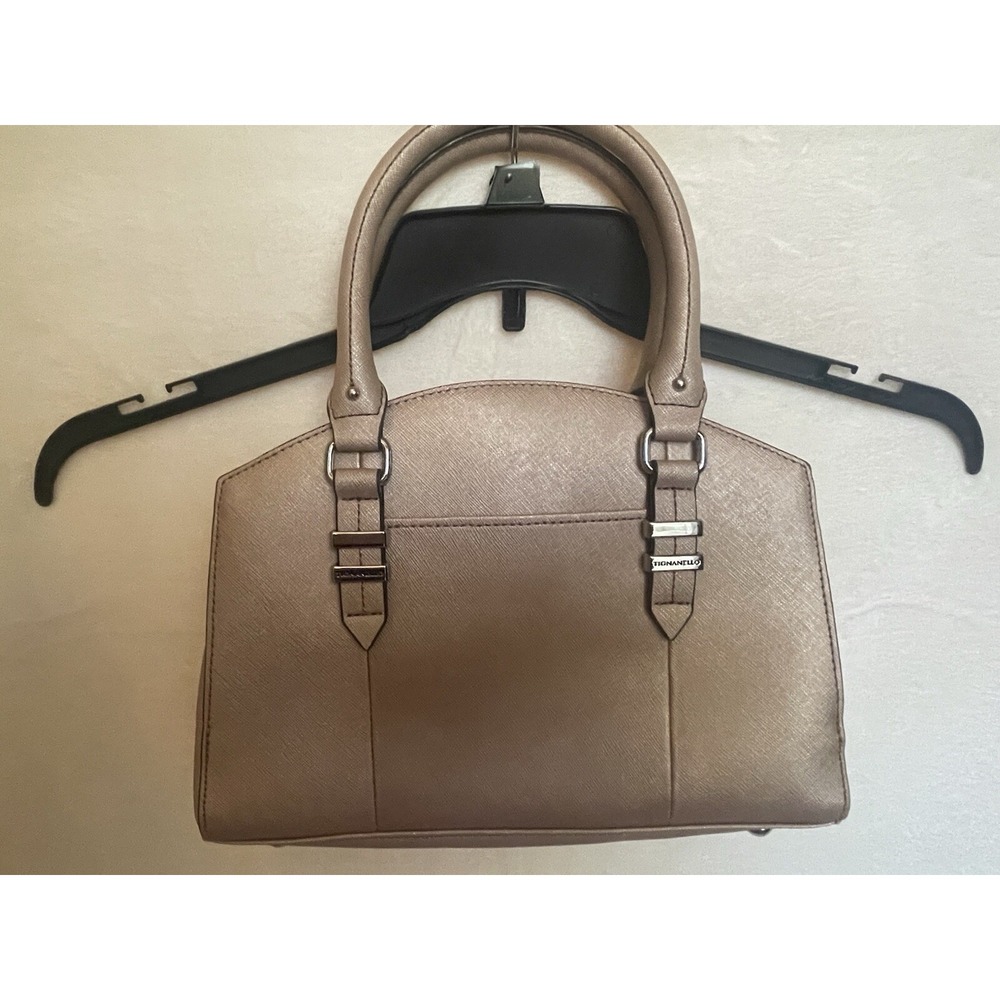 TIGNANELLO rosegold Genuine Leather Double Handle Medium Size Bag‎ Purse Lined